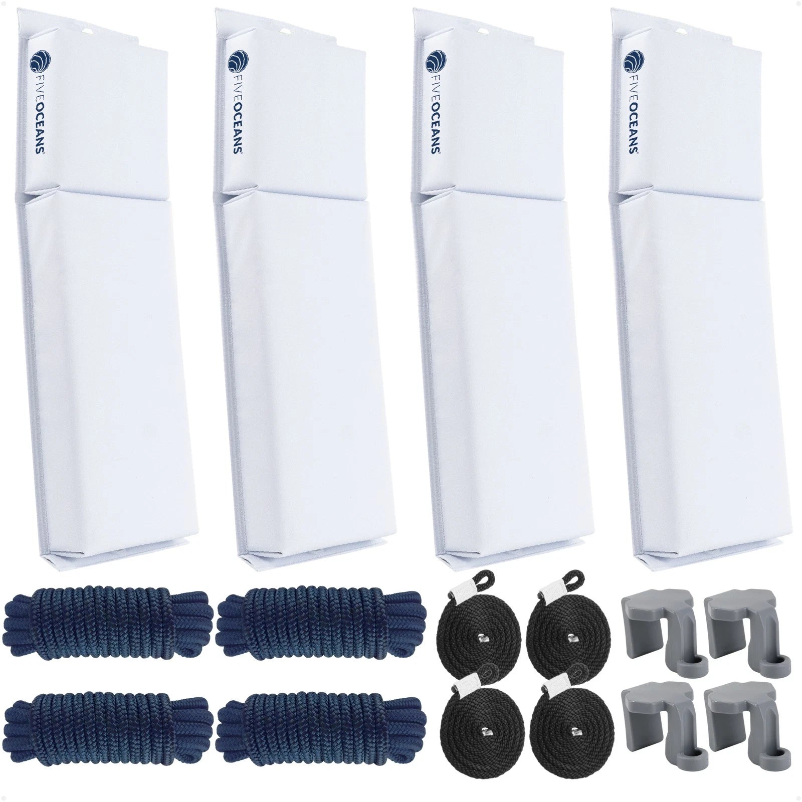4-Pack White Flat Boat Fender Kit for Various Boats (24" x 6-7/8" x 2-1/2")