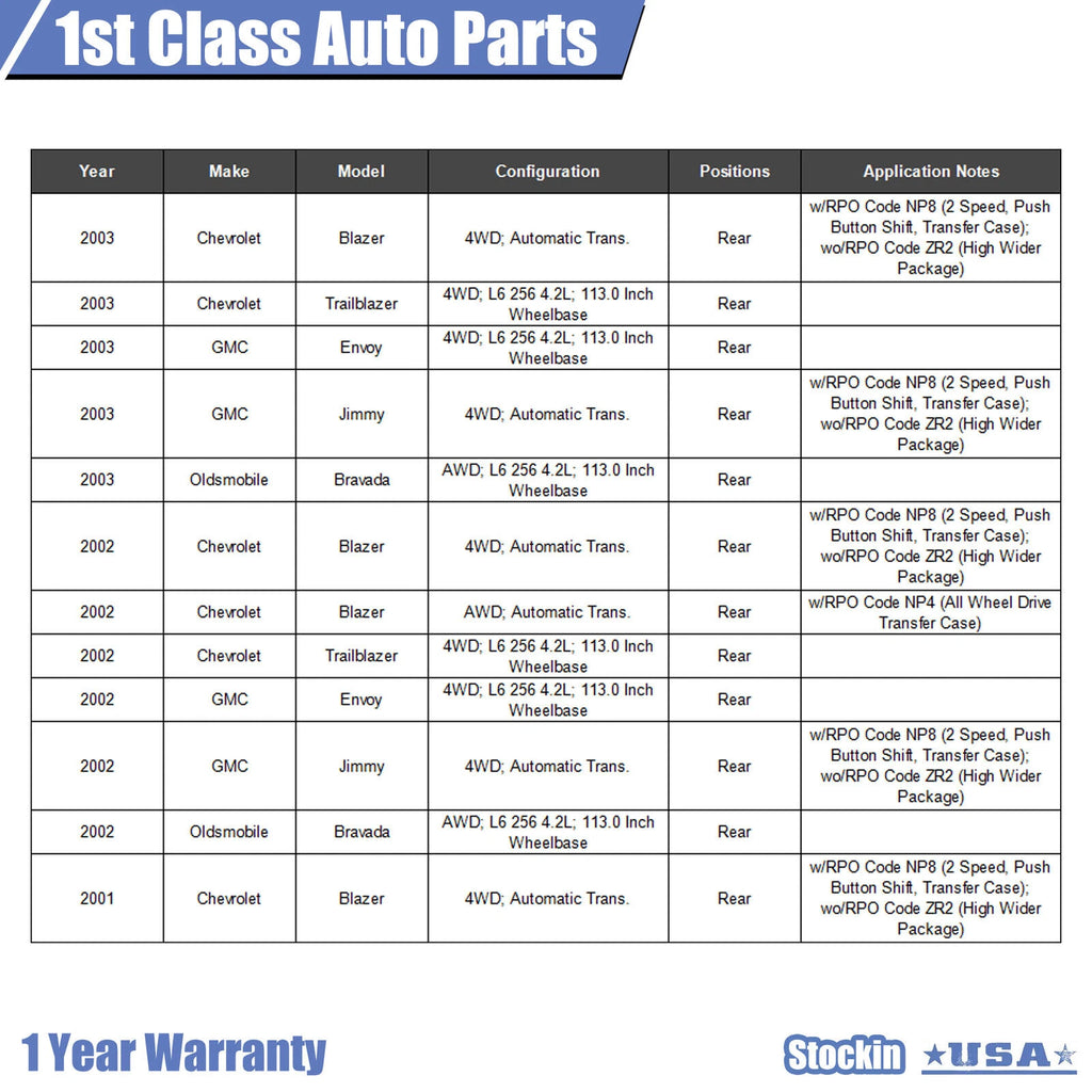 Rear Drive Shaft for Blazer Envoy Jimmy (2002–2009)