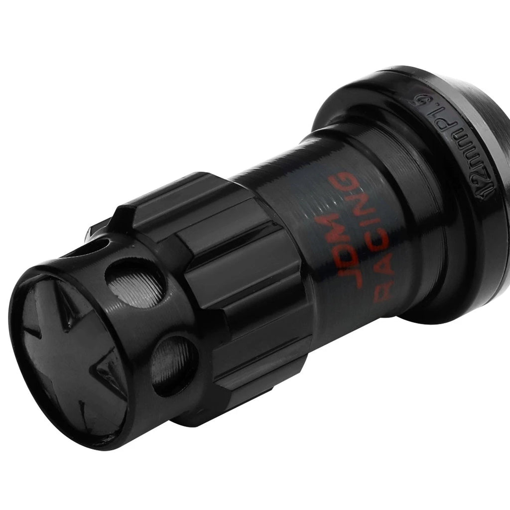 Set of 16 Aluminum Black Lug Nuts + Adapter M12x1.5 for Rims