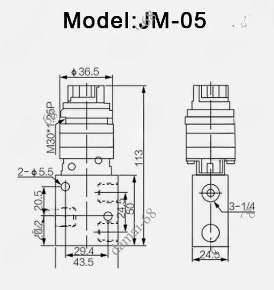 JM-05 2 Position 3 Way Mechanical Valve Pneumatic Switch 1/4''