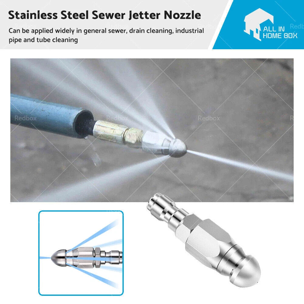 Stainless Steel Sewer Jetter Nozzle for Pressure Washer (1/4 Connect)