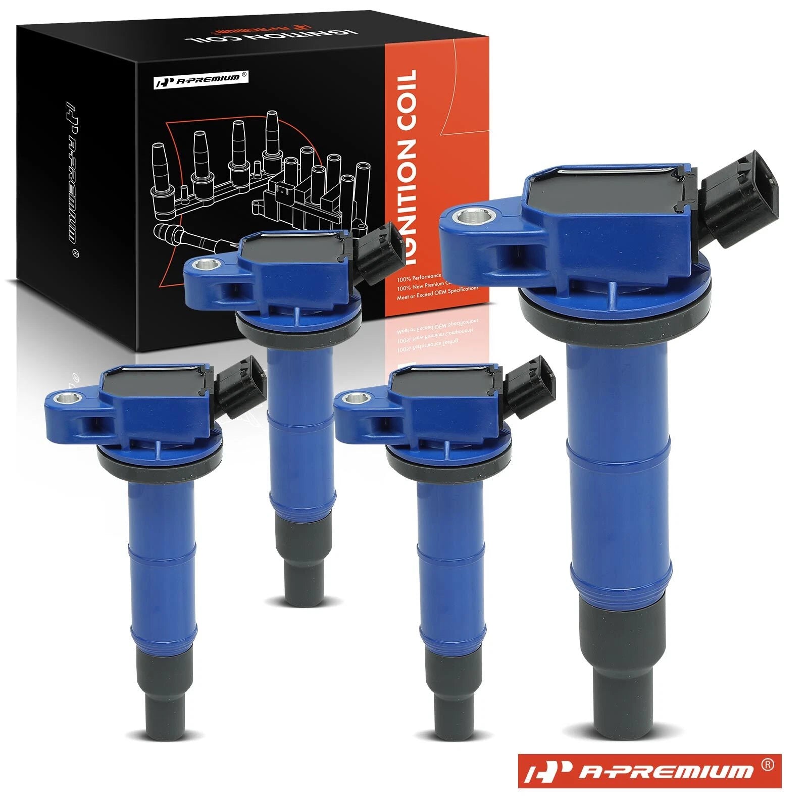 Blue Ignition Coil Set for Toyota Camry Corolla RAV4 (2002–2011)
