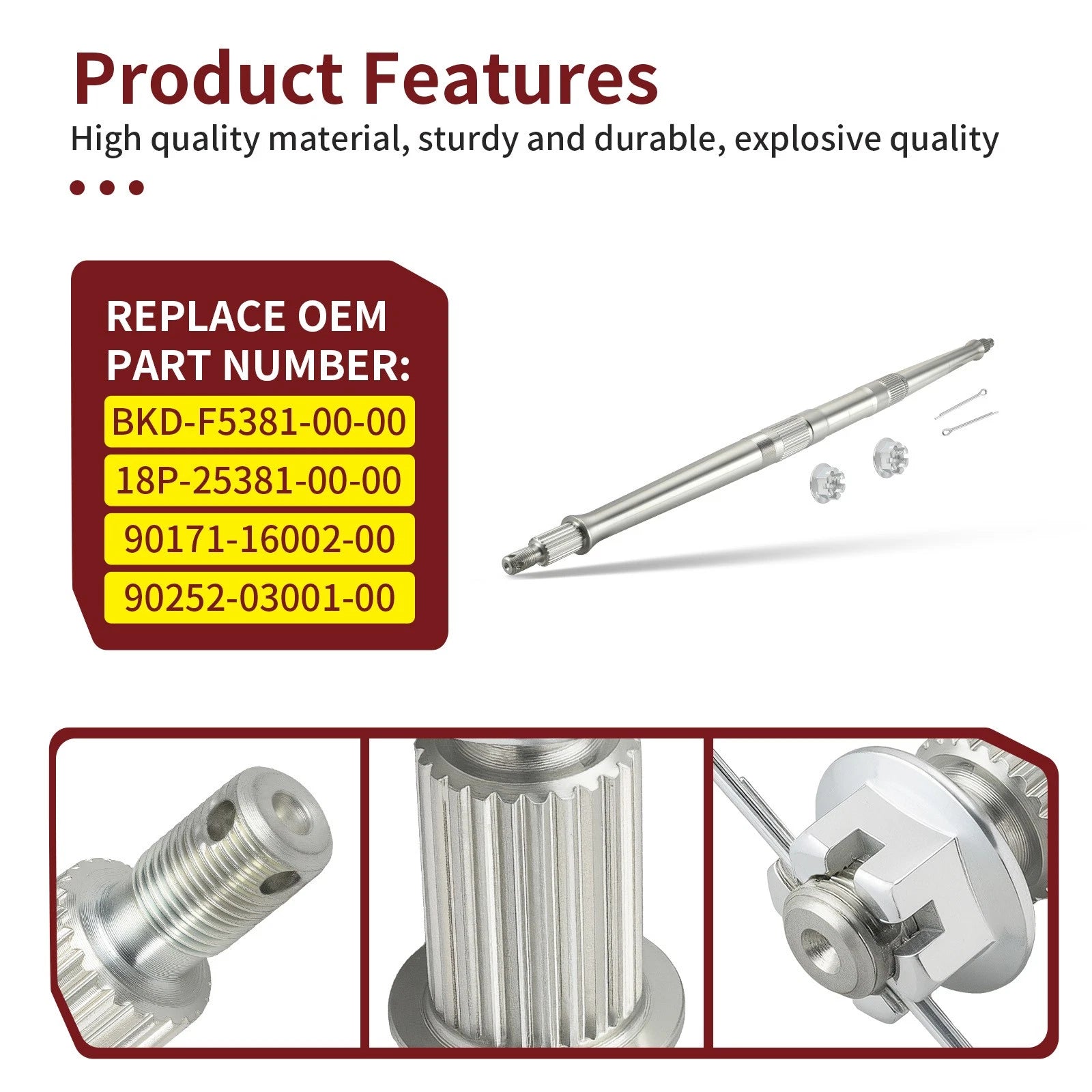Rear Axle Shaft with Nuts & Pins for Yamaha YFZ450R (2009–2024)