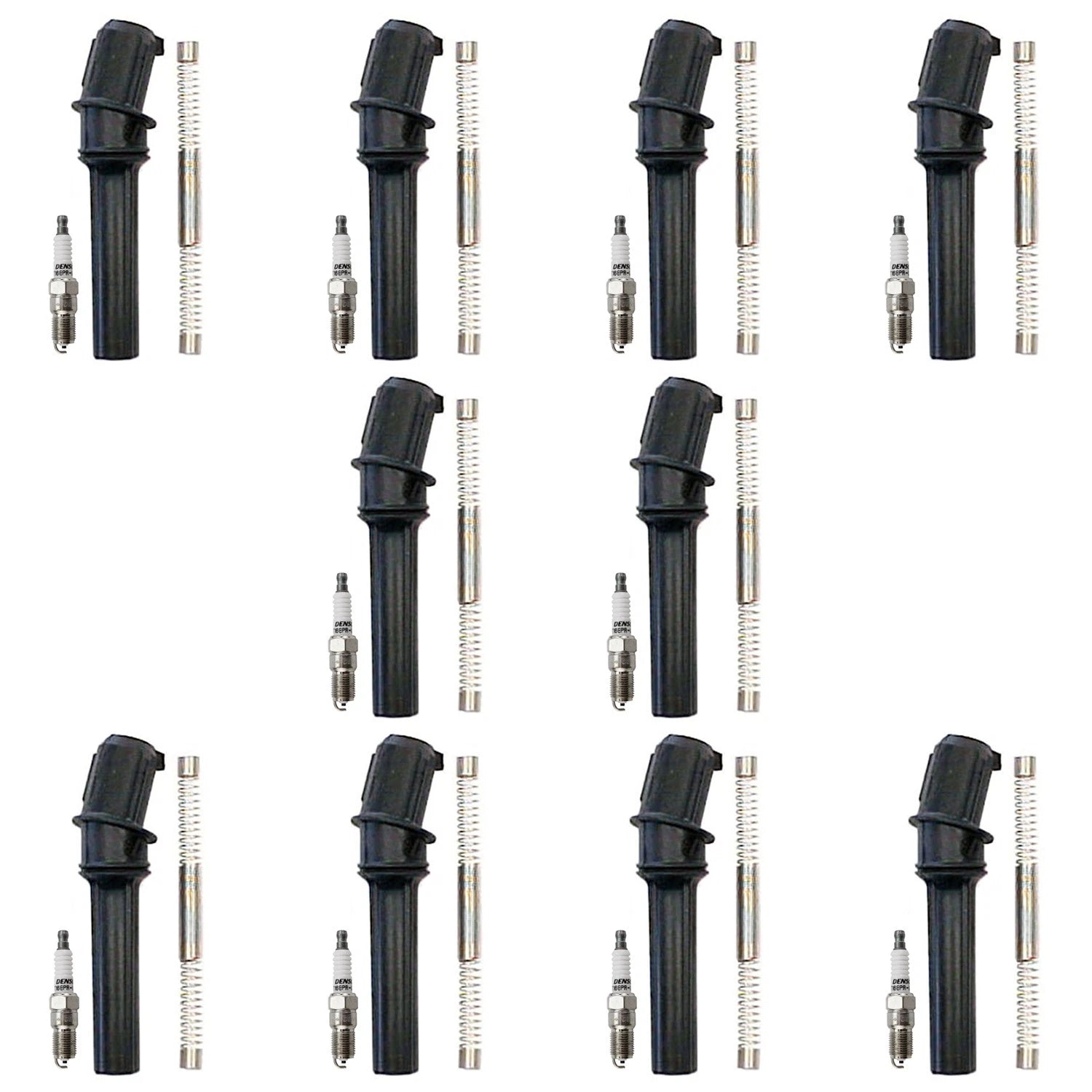 Set of 10 Denso Standard Spark Plugs & Coil Boots for E-350 Club Wagon (1992–2005)