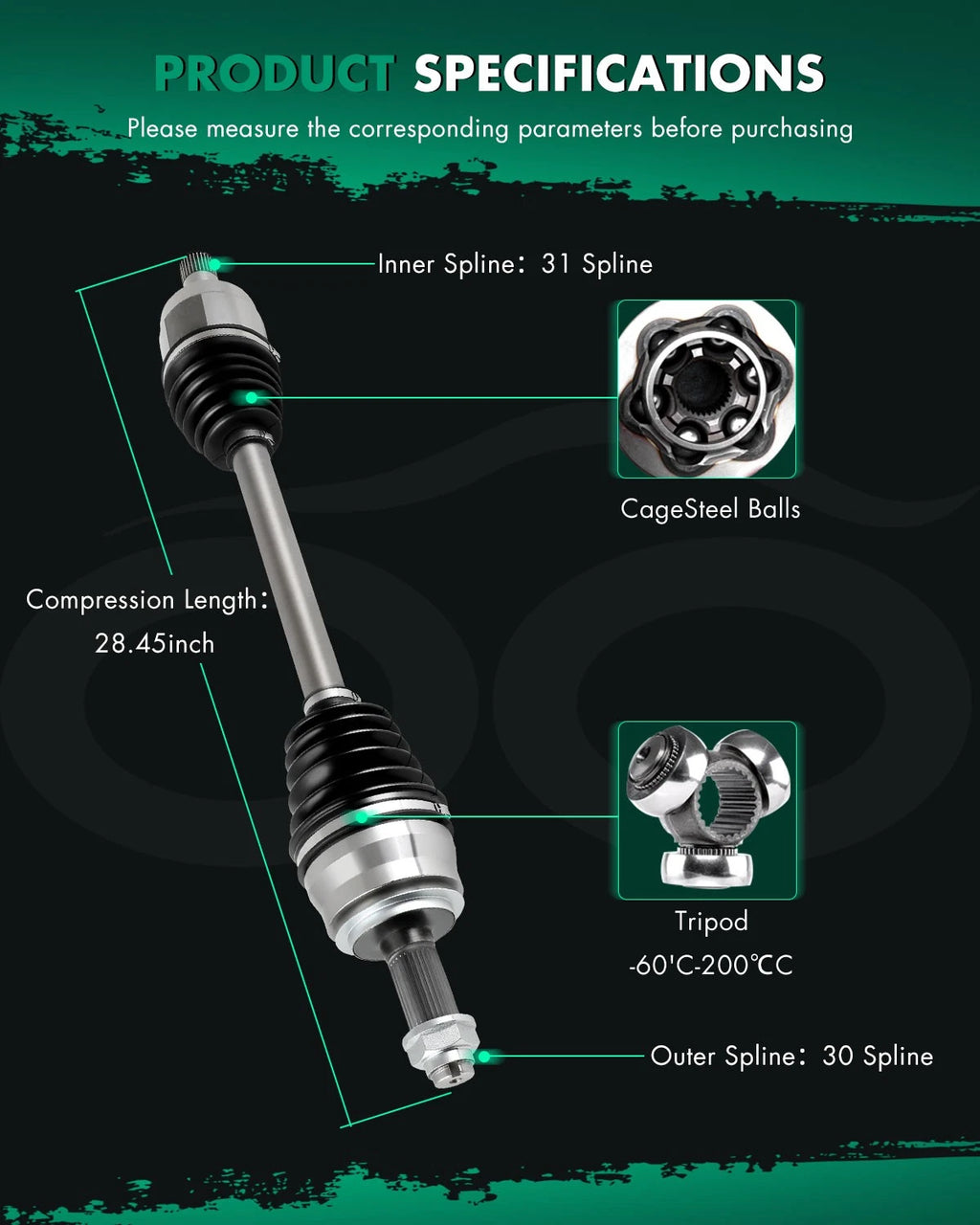 FWD CV Axle Shaft for Honda Odyssey 3.5L (2011–2017)