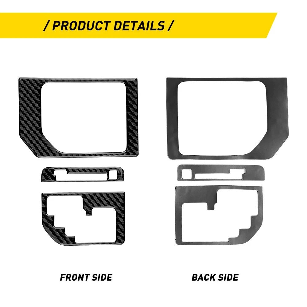 3Pcs Gear Shifter Panel Cover Carbon Fiber Sticker for Toyota Tundra (2014–2021)