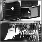 LED Headlight Set with Clear Corner & DRL Fog Lights for Ford F150 (1992–1996)