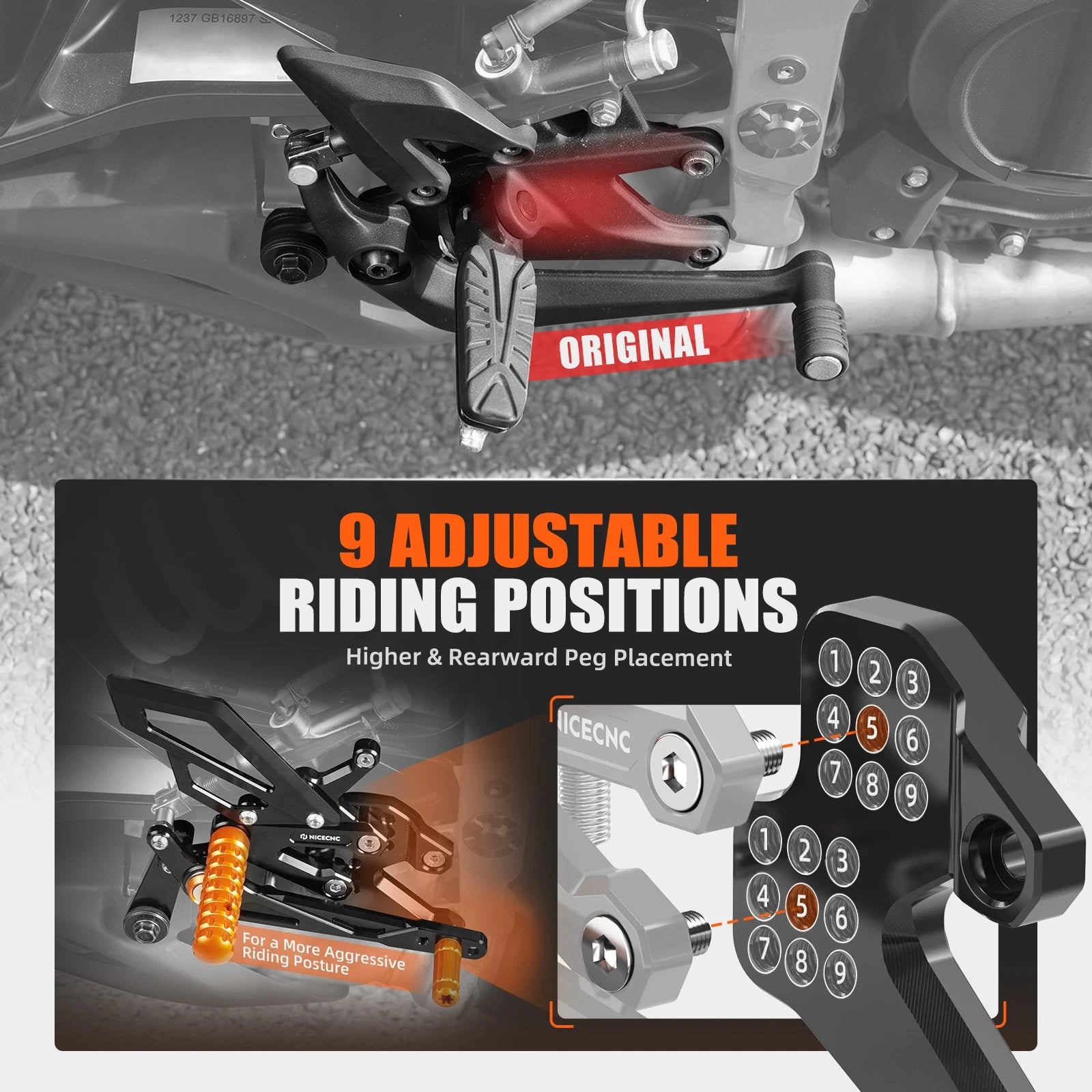 Adjustable Rearsets Foot Pegs for KTM 390 Duke (2024–2026)