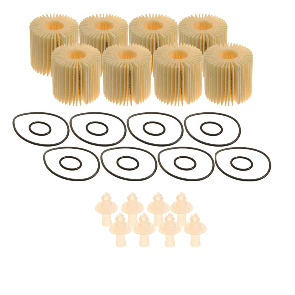 Set of 8 Oil Filter Element Drain Plug & Gaskets for Toyota Scion Lexus