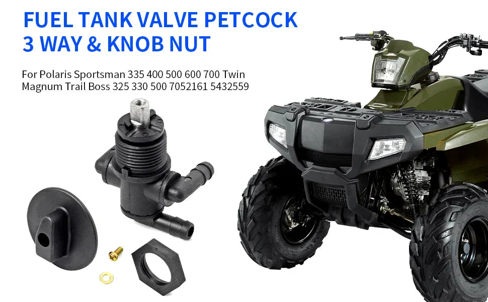 Fuel Valve Petcock 3 Way & Knob NUT for Polaris Sportsman (2000–2023)