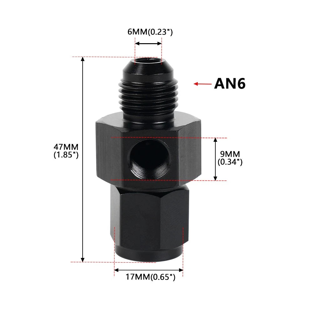 4AN 6AN 8AN 10AN Male to Female Fitting with 1/8" NPT Pressure Take Off