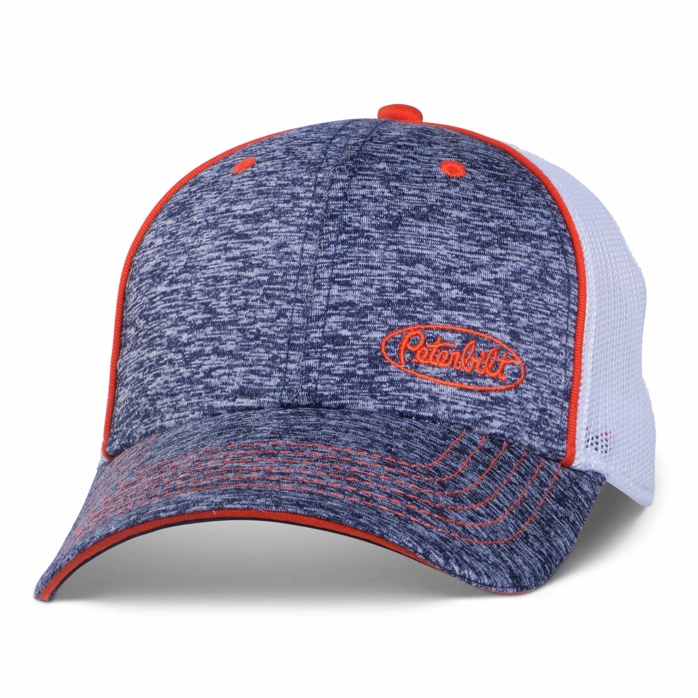 Peterbilt Motors Hat for Peterbilt Trucks (Spaced Dyed Trucker, Heathered Blue)