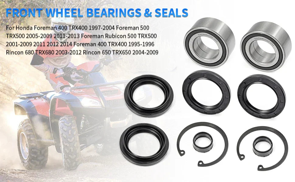 Front Wheel Bearings Seals Kit for Honda Foreman Rubicon 500 (2005–2014)