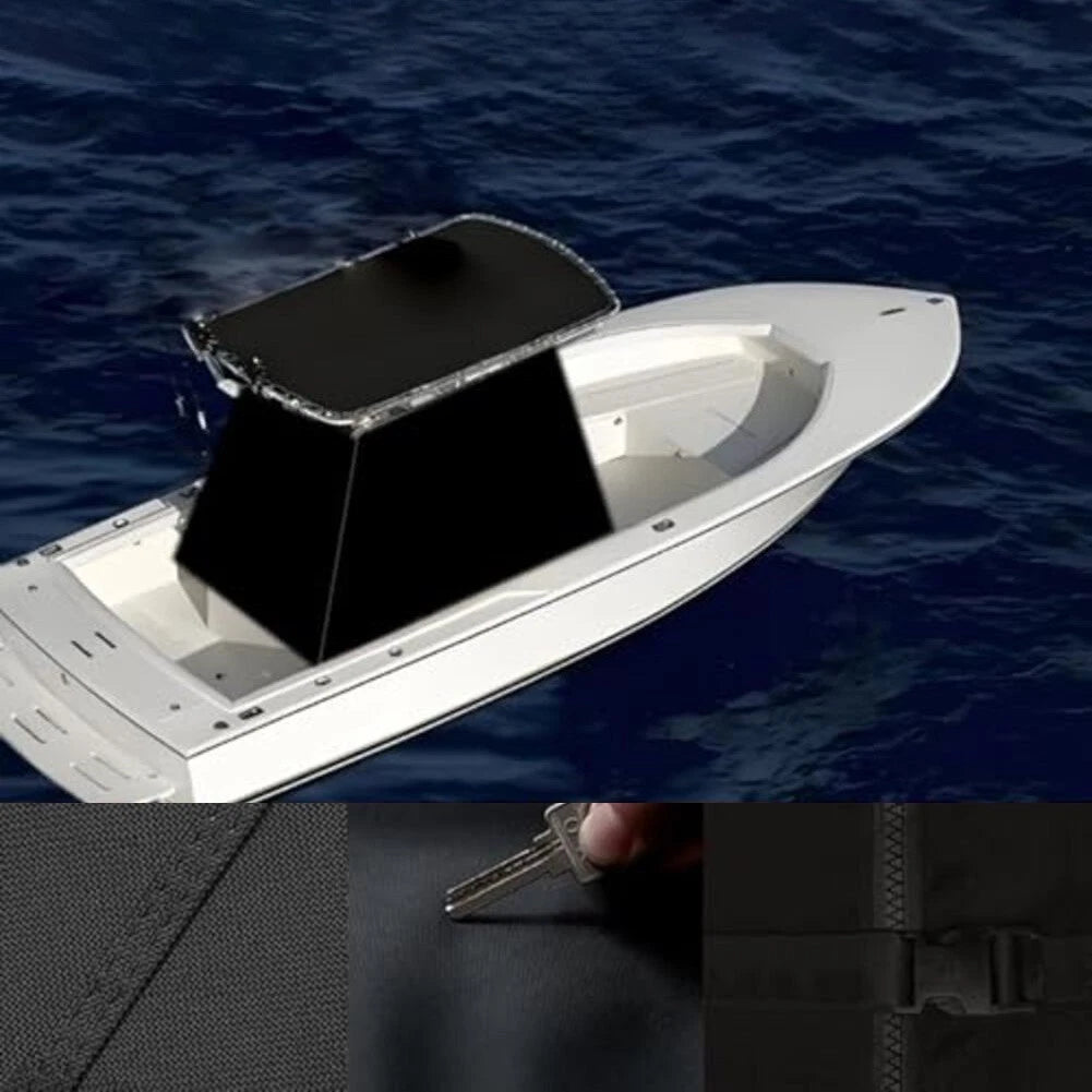 Black Oxford T Top Console Cover for Boats (Marine Grade, Quick Install)