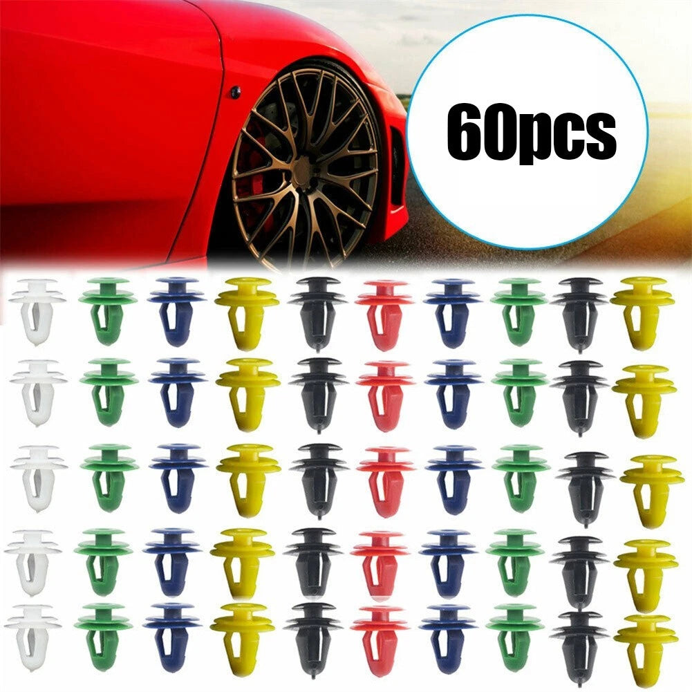 60PCS Door Panel Clips for Various Makes and Models (V9mm Hole)