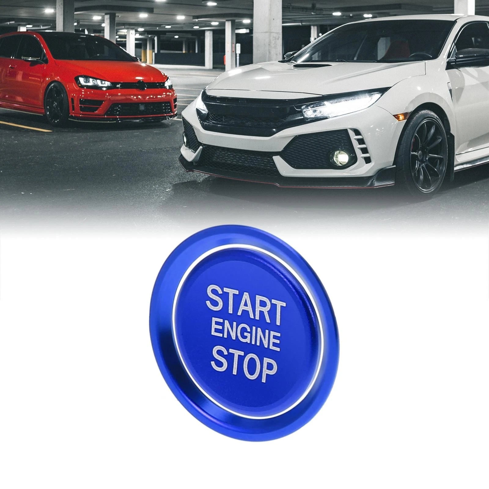Start Stop Switch Button Cover Kit for Audi A4L A6L Q5 A5 A7 (2010–2020) Blue
