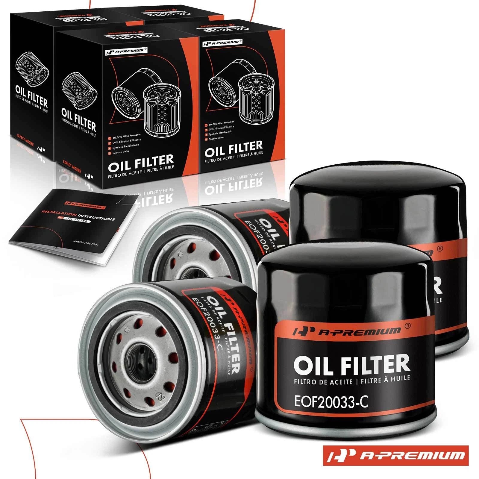 Set of 4 Engine Oil Filters for Silverado 4500 HD (2019) & Ram 1500 (2011–2013, 2021–2023)