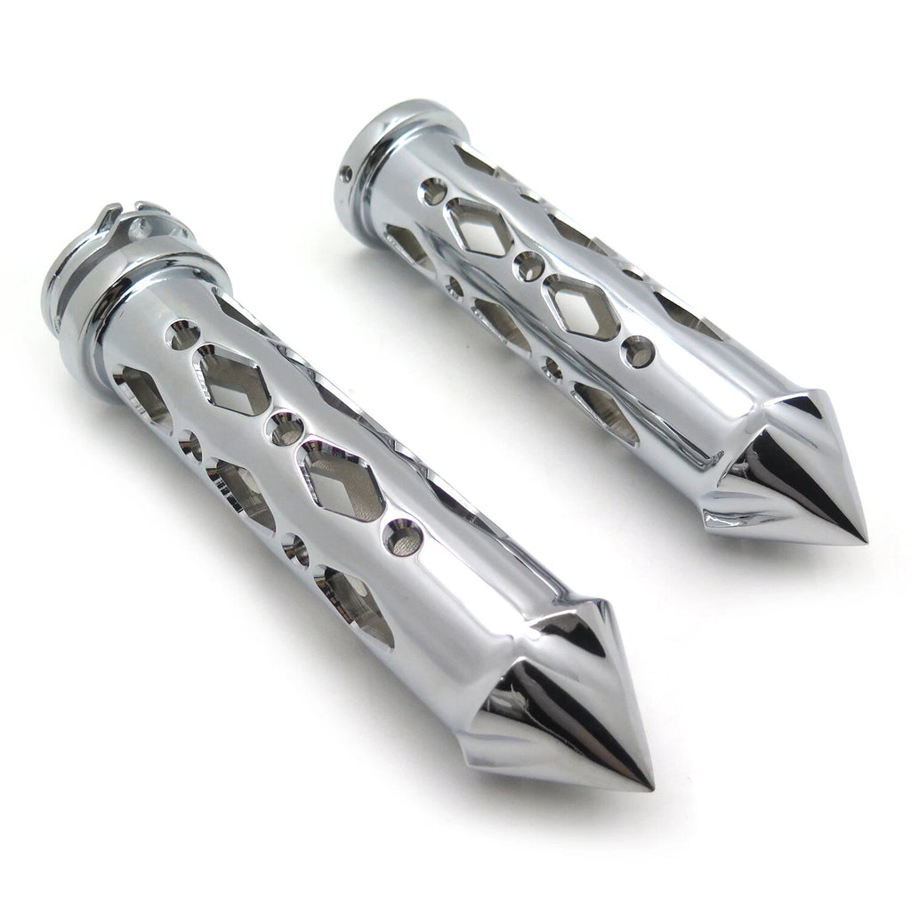 Chrome Spike Grip 7/8" CNC for Suzuki Honda Kawasaki Yamaha Sportbike
