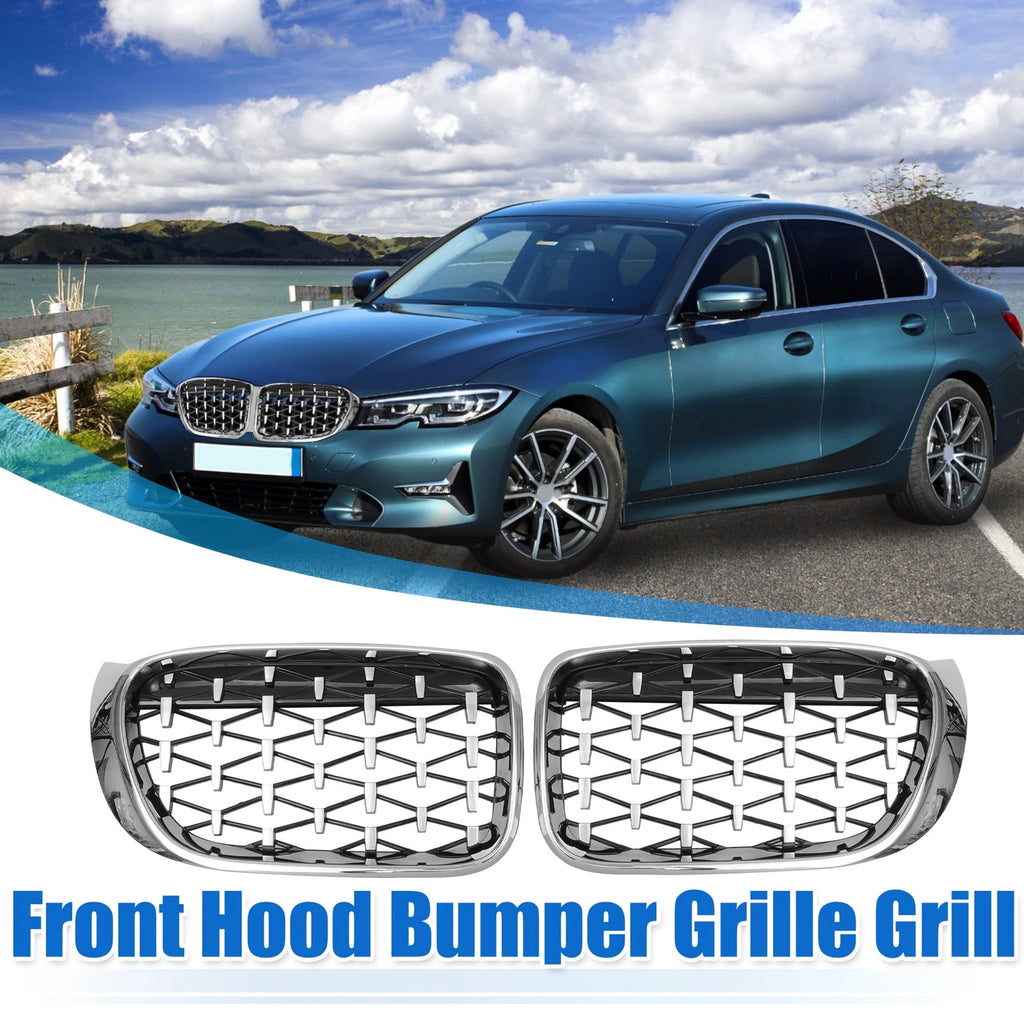 1 Pair Front Hood Bumper Grille for BMW X3 F25 (2014–2017) Silver Tone