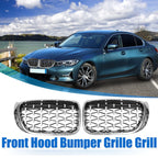 1 Pair Front Hood Bumper Grille for BMW X3 F25 (2014–2017) Silver Tone