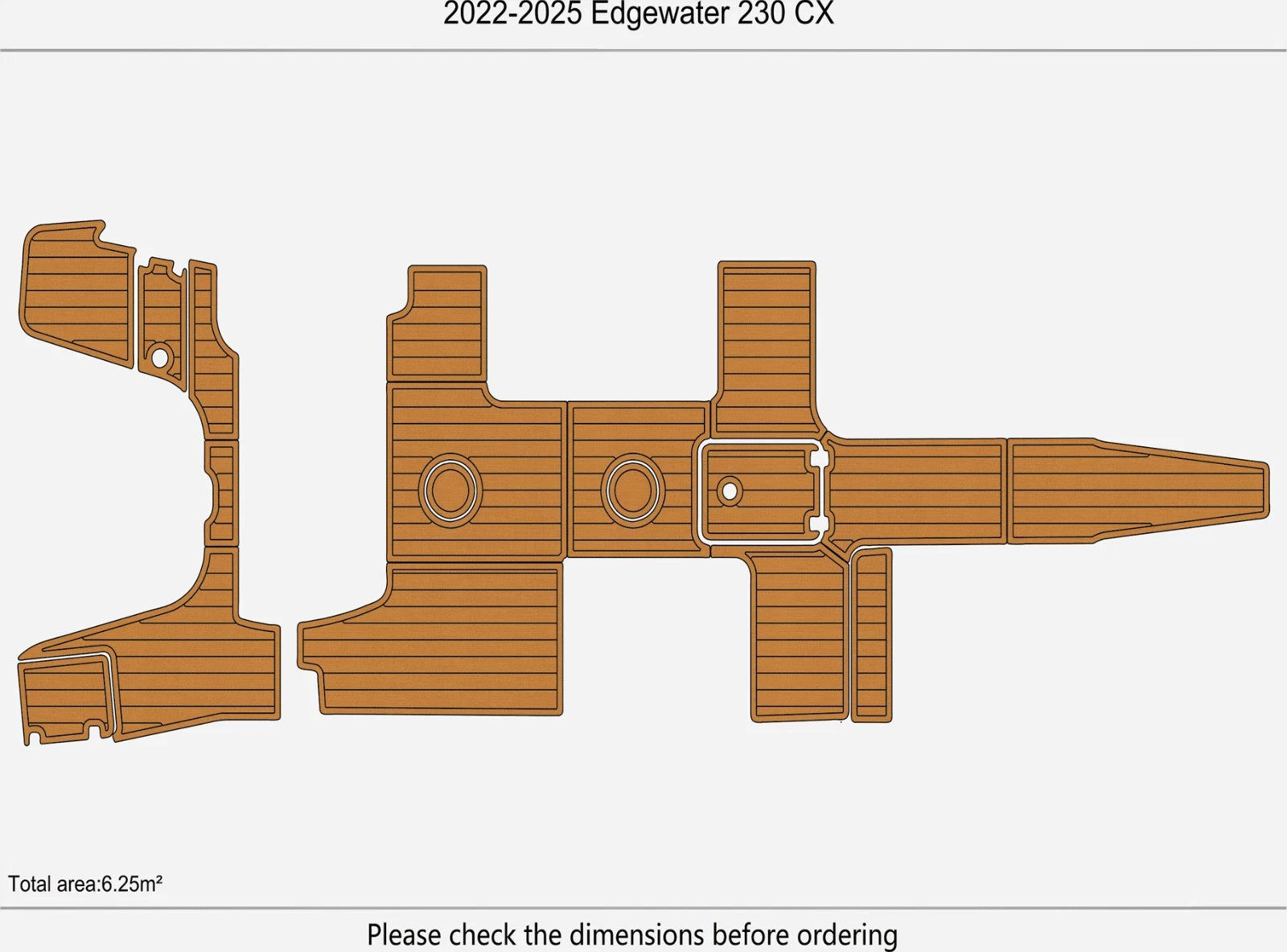 EVA Pads for Edgewater 230 CX (2023) - Teak Deck Flooring Mat