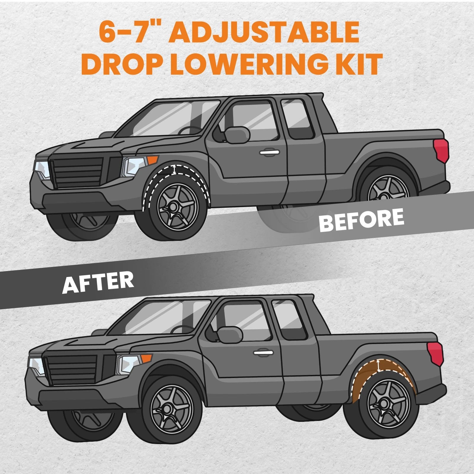 6" Drop Axle Flip Under Bed C Notch Lowering Kit for Silverado Sierra (2007–2018)
