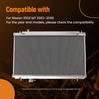 2 Row Aluminum Coolant Radiator for Nissan 350Z (2003–2006)