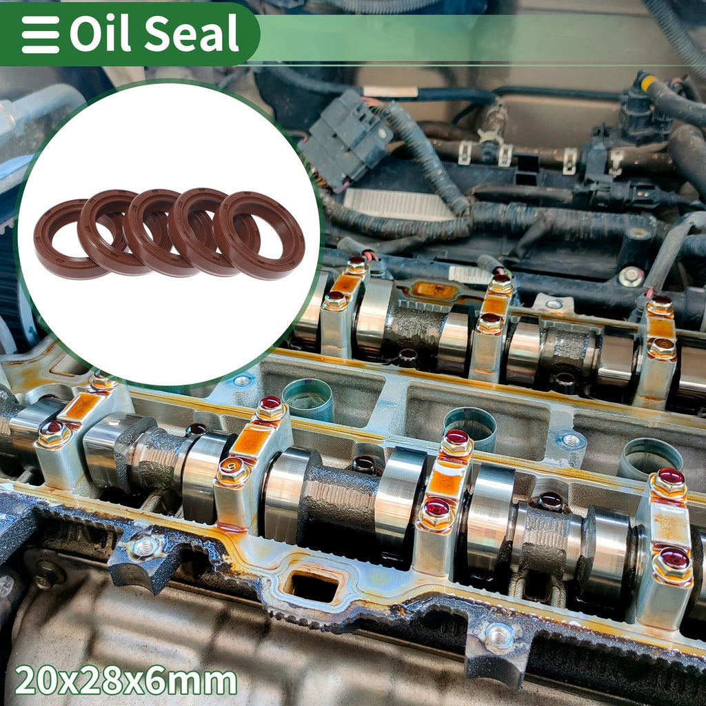 Set of 5 Oil Seal Rotary Shaft Seal FKM Rubber 20x28x6mm