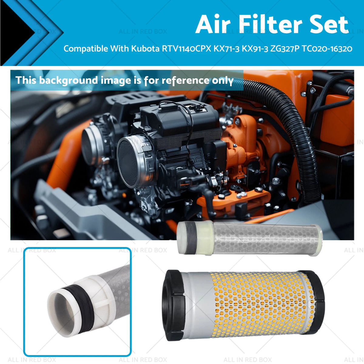 Air Filter Set for Kubota RTV1140CPX KX71-3 KX91-3 ZG327P TC020-16320