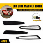LED Side Marker Light Kit for Chevy Corvette C6 (2005–2013) Front Rear White Smoked