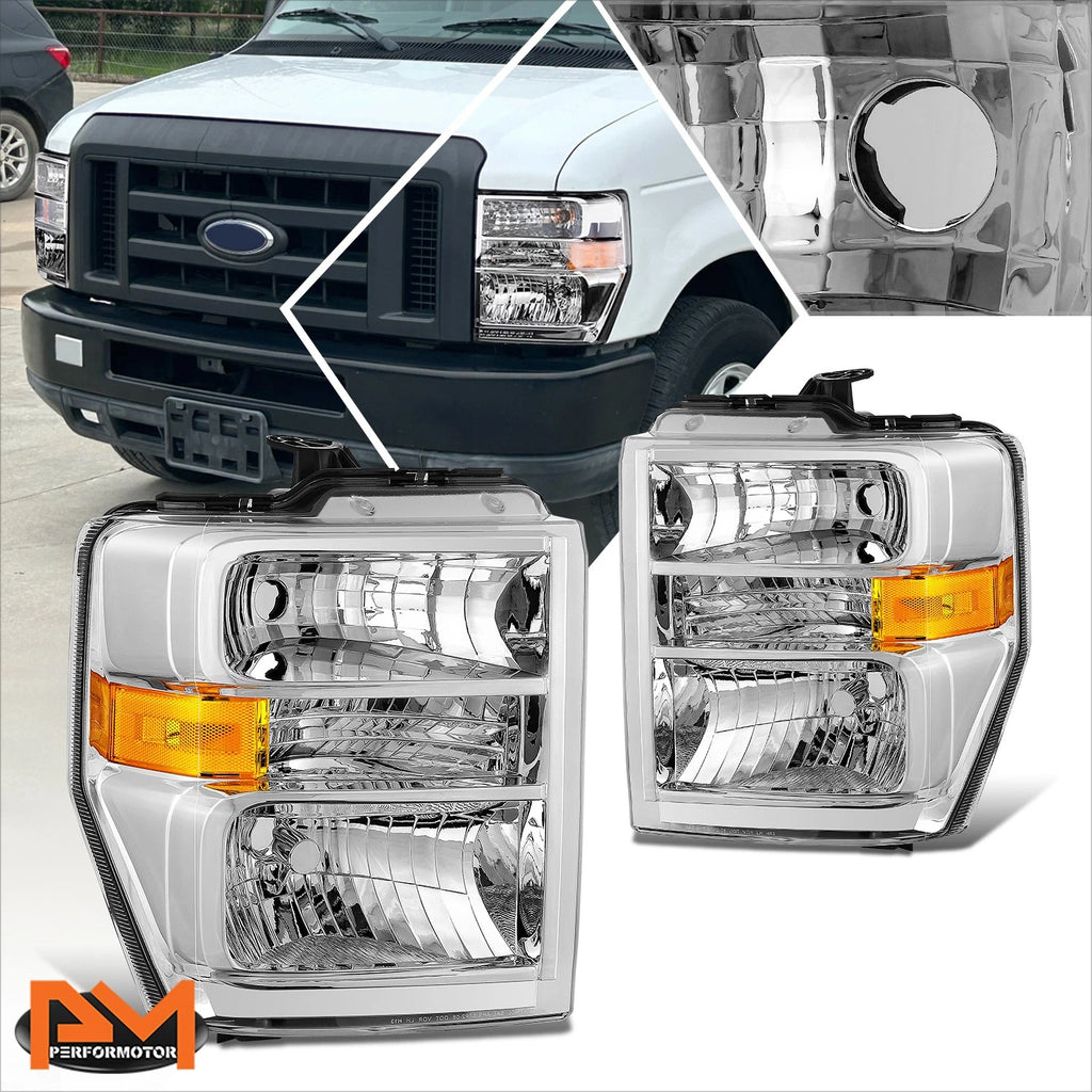 Chrome Housing Amber Corner Headlights for E150 E250 E350 E450SD F650 F750 (2008–2021)