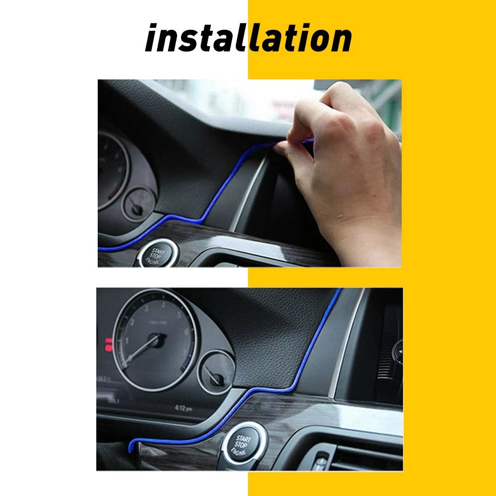 2m Blue LED Interior Atmosphere Strip Light for Universal Vehicles