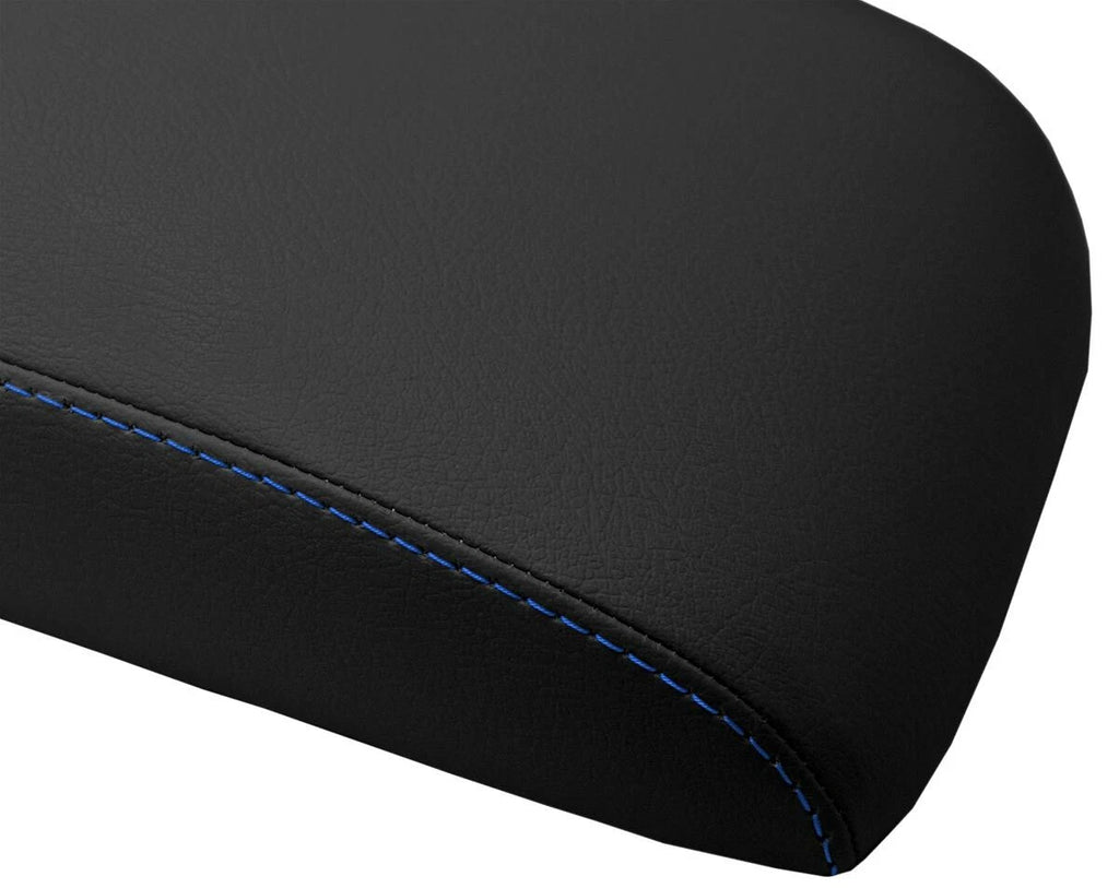 Leather Console Lid Armrest Cover for Honda Element (2007–2010) Blue Stitch
