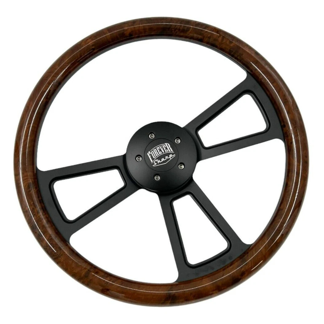 Steering Wheel Cover Black Burlwood Wrap for Peterbilt Kenworth (2010–2024)