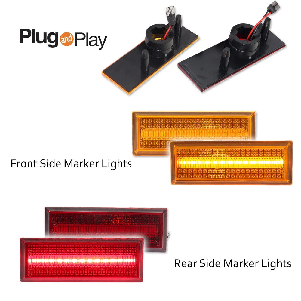 Set of 4 Amber Front & Red Rear LED Side Marker Lights for Oldsmobile Cutlass (1981–1988)