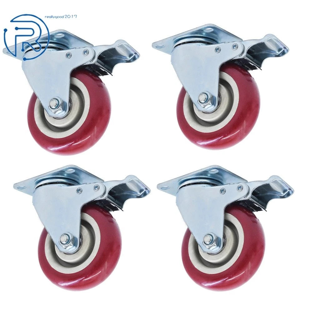 4 Pack Heavy Duty 4" Swivel Casters with Brakes for Various Applications