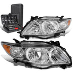 Pair Chrome Amber Signal Headlight Lamps for Toyota Corolla (2009–2010)