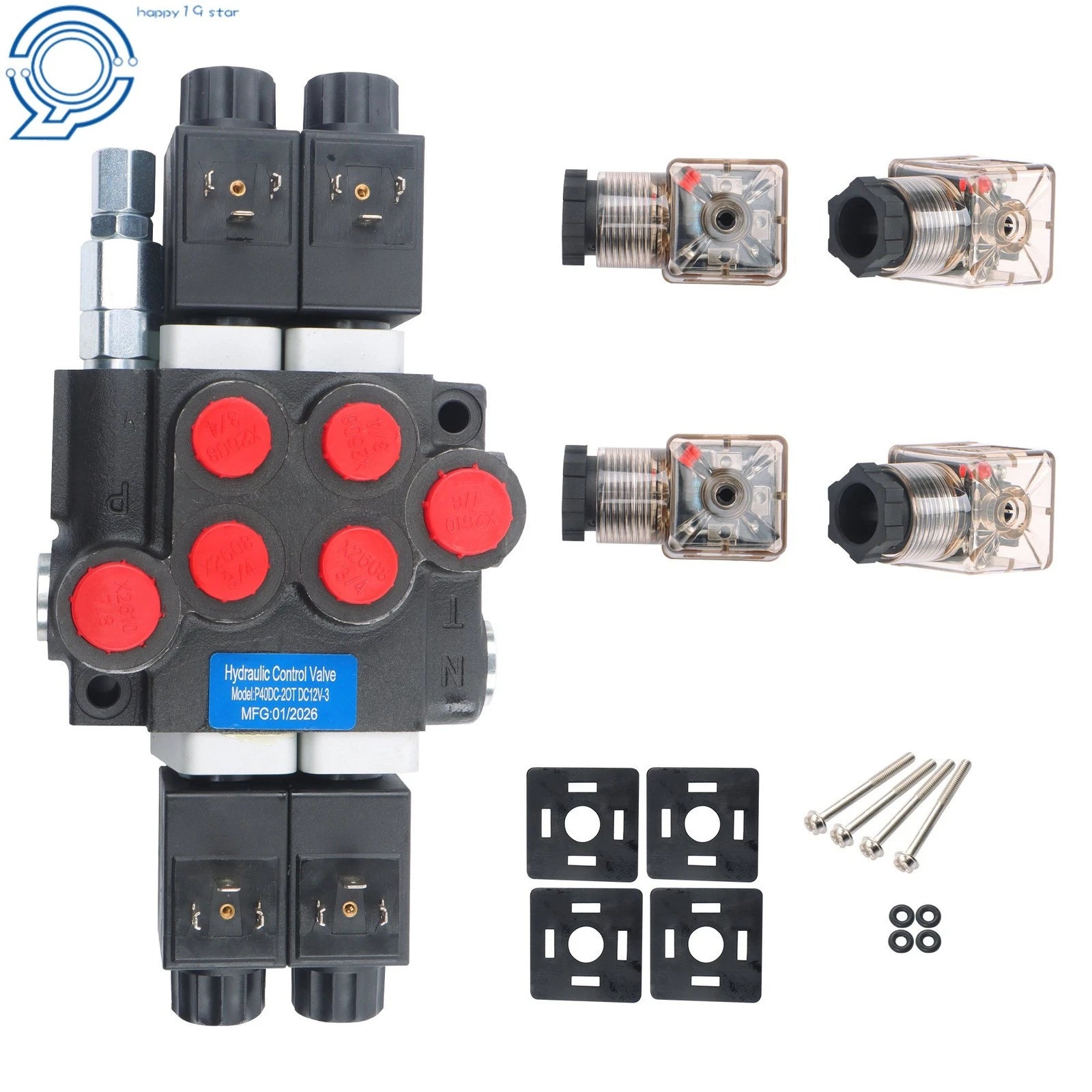 2X 3600PSI 12V DC Hydraulic Solenoid Valve for Double Acting Systems