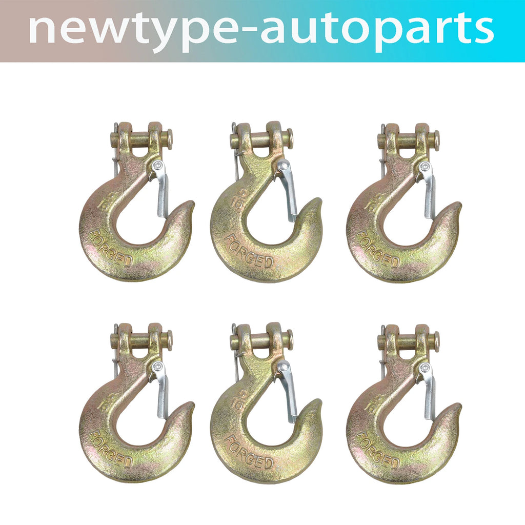 6Pcs Clevis Slip Hook 5/16" for G70 (Heavy Duty, Safety Latch)