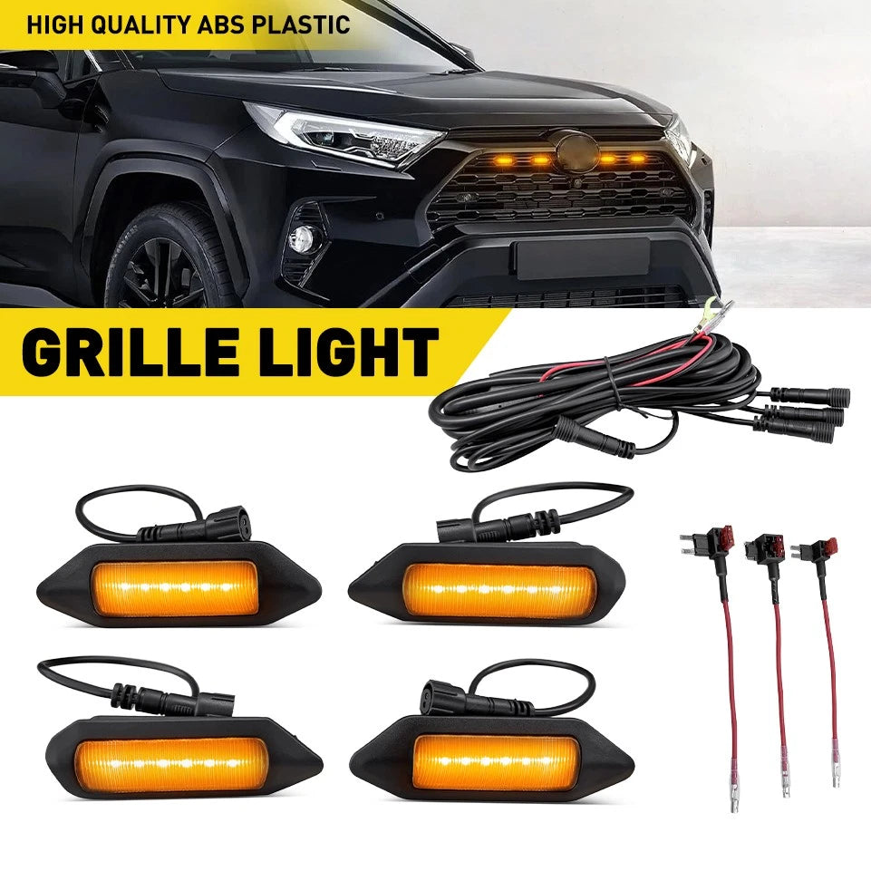 4X Amber LED Grill Lights for Toyota RAV4 (2019–2024) Hybrid LE SE XLE XSE Limited
