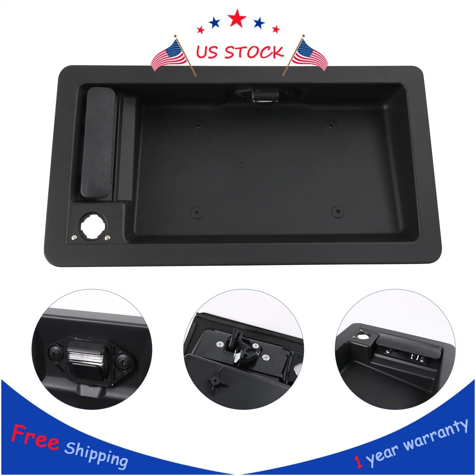 Rear Cargo Door Handle & License Plate Bracket for Ford Van E150 E250 E350 
