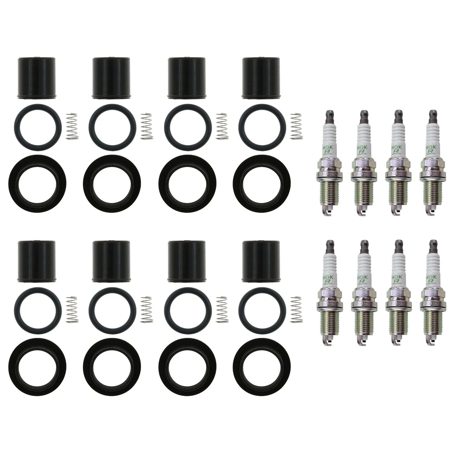 Set of 8 NGK V-Power Spark Plugs & Coil Boots for Aspen Durango Ram1500 Cherokee (2002–2009)