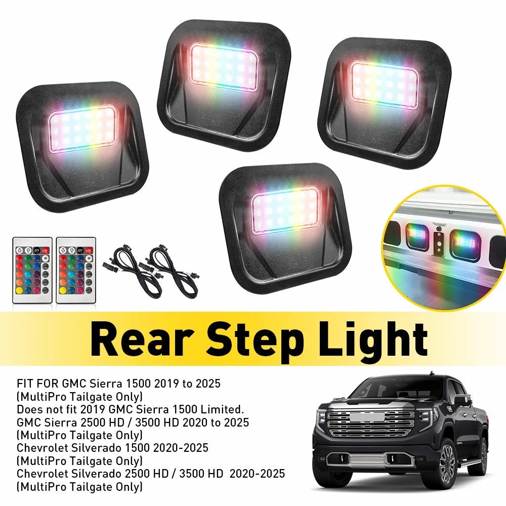 2X LED Tailgate Step Light + Harness for GMC Sierra 2500HD 3500HD (2020–2025)