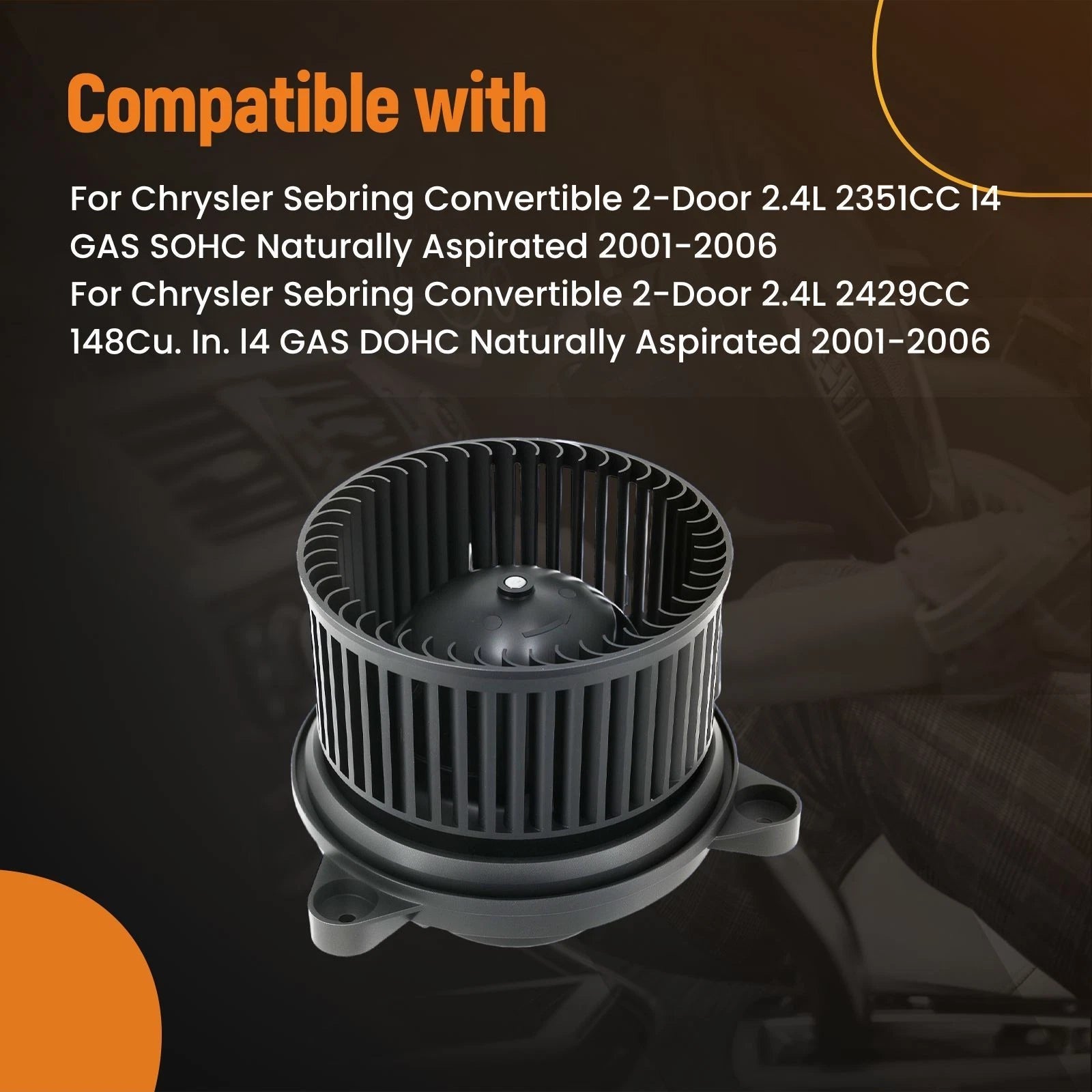 HVAC Blower Motor Fan for Chrysler Sebring 2.4L 3.0L (2001–2006) 68000497AA 700097