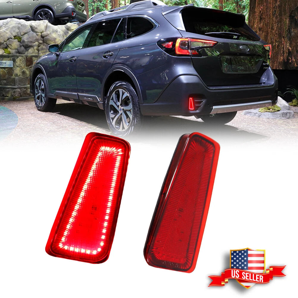 2X Rear Bumper Reflector Red LED Tail Lights for Subaru Outback (2015–2020)