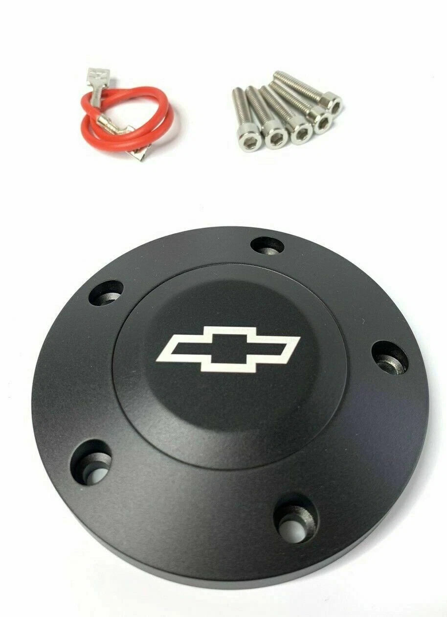 14 Inch Black Billet Slotted Steering Wheel with Bowtie Horn for Chevy (1969–1972)