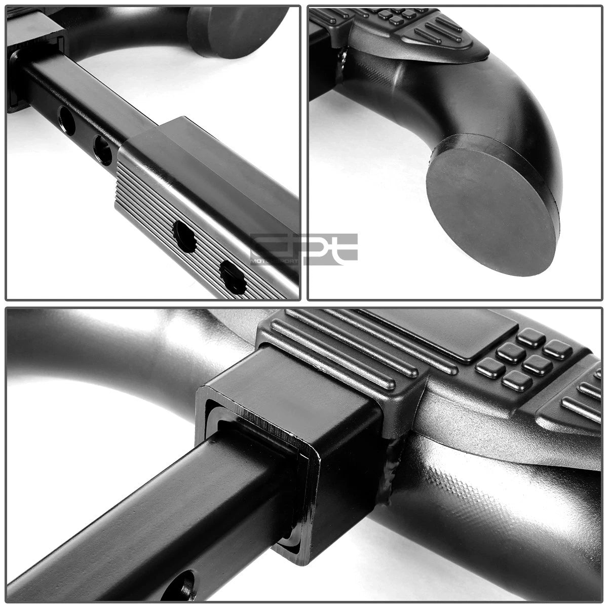 1.25"/2" Receiver Black Polished Rear Trailer Towing Hitch Cover Step Bar Guard