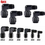 4x 6/8/10AN Female to Male Flare 90° Swivel Hose Fitting Adapter for Car (—–—)