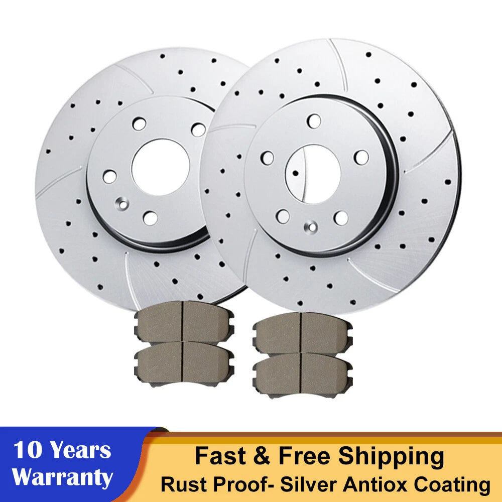 Rear Drilled Disc Rotors & Brake Pads for Chevy Equinox GMC Terrain (2010–2017)