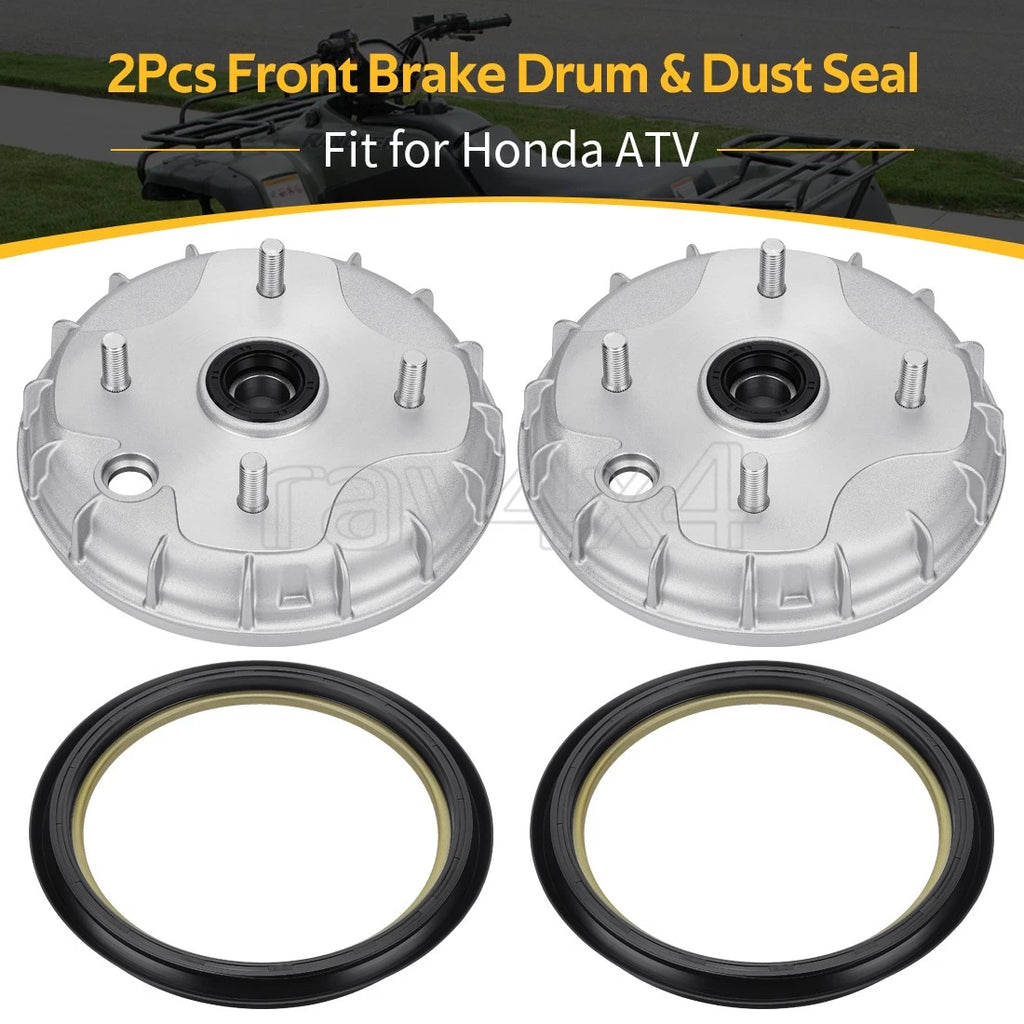 2X Front Brake Drum Hub & Dust Seal for Honda Rancher 350 TRX350TM (2000–2006)